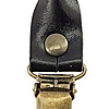 set of suspender loops - black grain leather - with antique brass clips