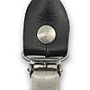 set of suspender loops - black leather - with antique silver clips
