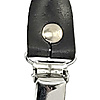 set of suspender loops - cognac leather - with silver clips