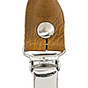set of suspender loops - cognac leather - with silver clips