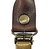 set of suspender loops - black grain leather - with antique brass clips