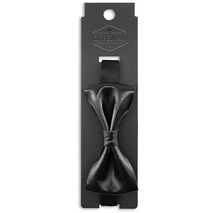 bow tie black grain leather