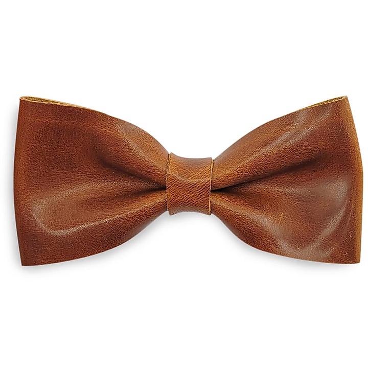 bow tie cognac grain leather