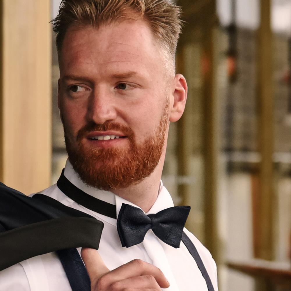 bow tie Festive Leaves dark navy - 2