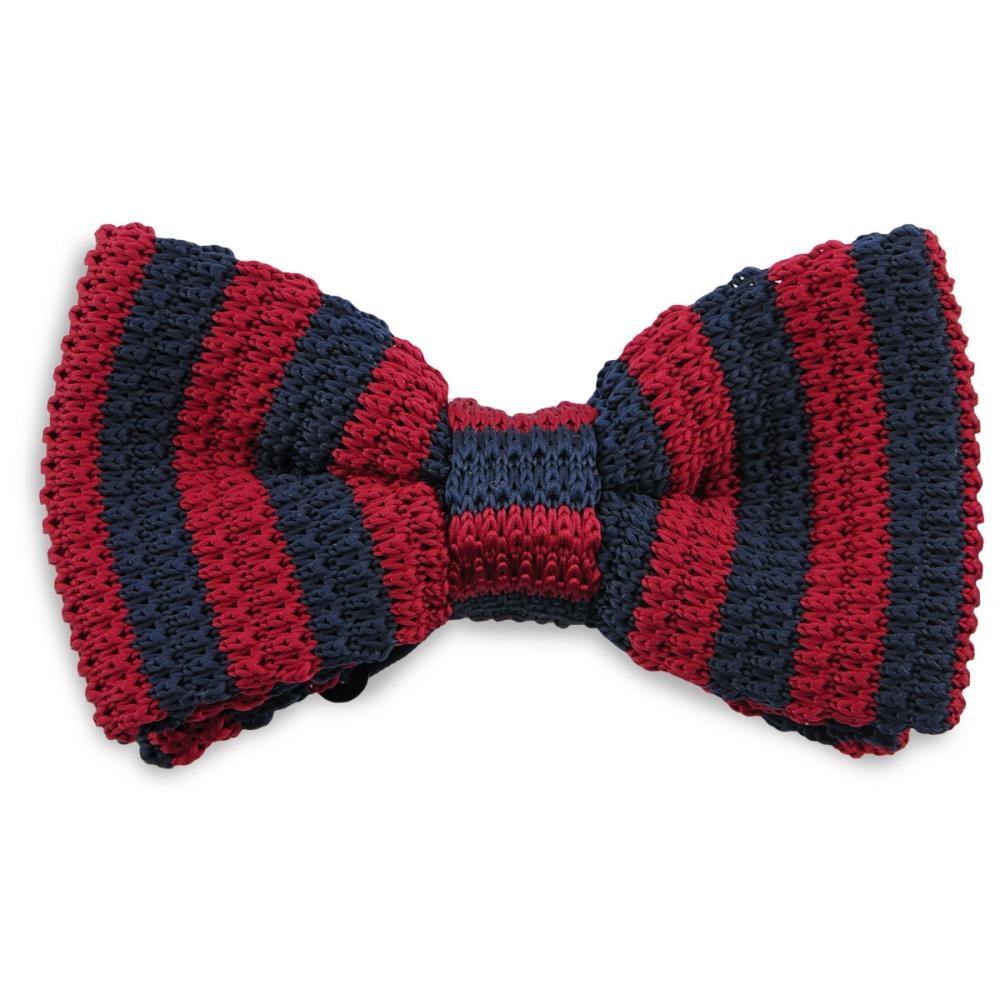 Bow tie knitted blue / wine red - 1