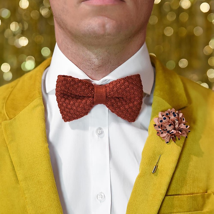 Bow tie knitted wool terracotta
