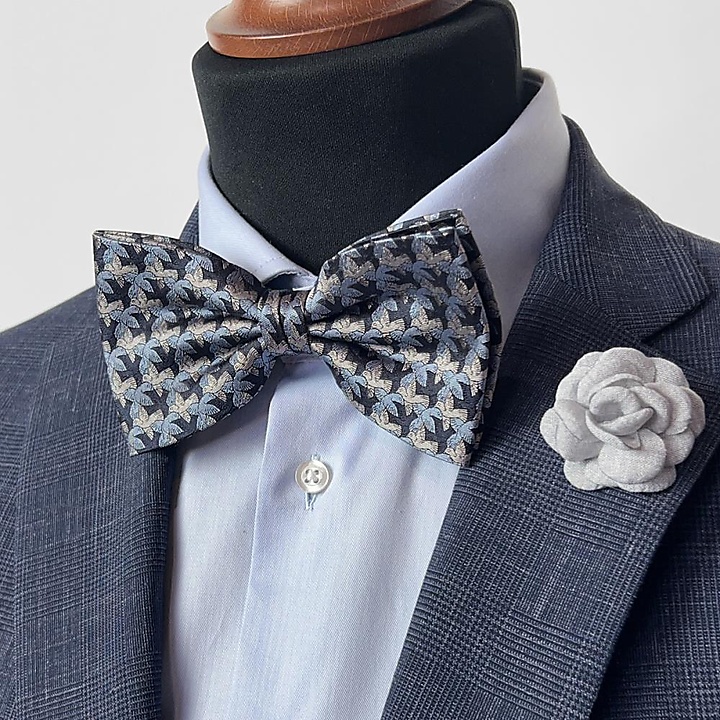 bow tie Love Birds blue