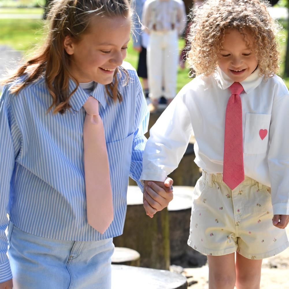 Children necktie cotton salmon-pink - 1