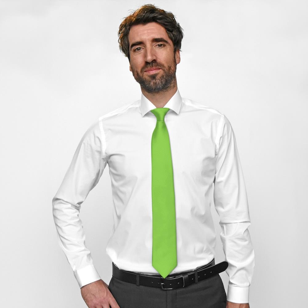 clip-on tie apple green repp - 3