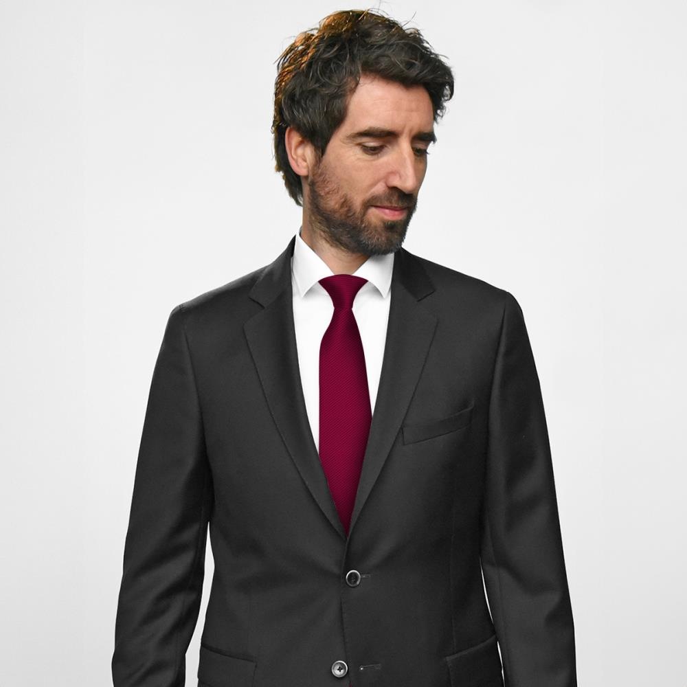 Clip-on tie bordeaux red repp - 3