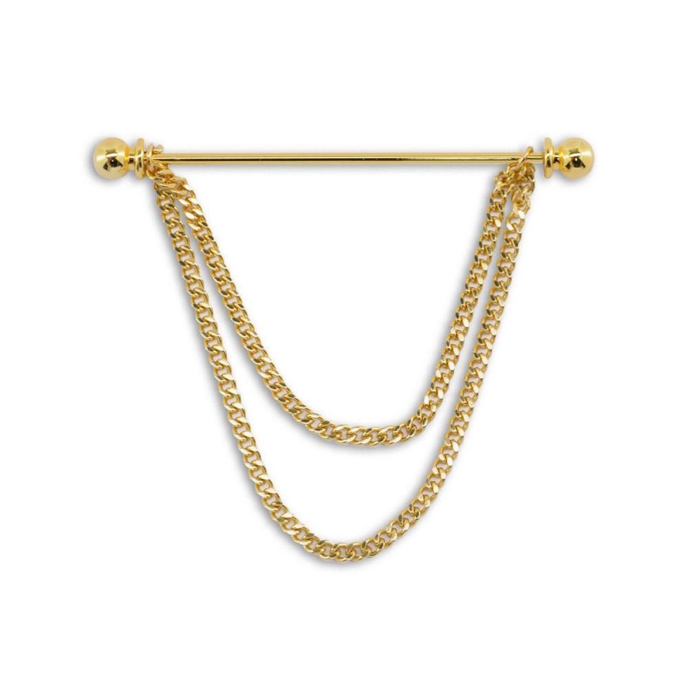 Collar pin with chain gold - 1