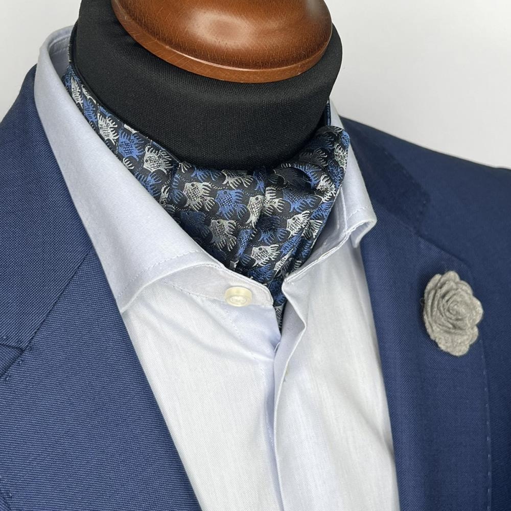 cravat Fish Birds blue - 1