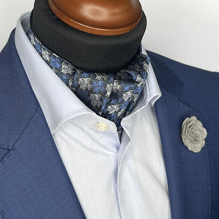 cravat Fish Birds blue