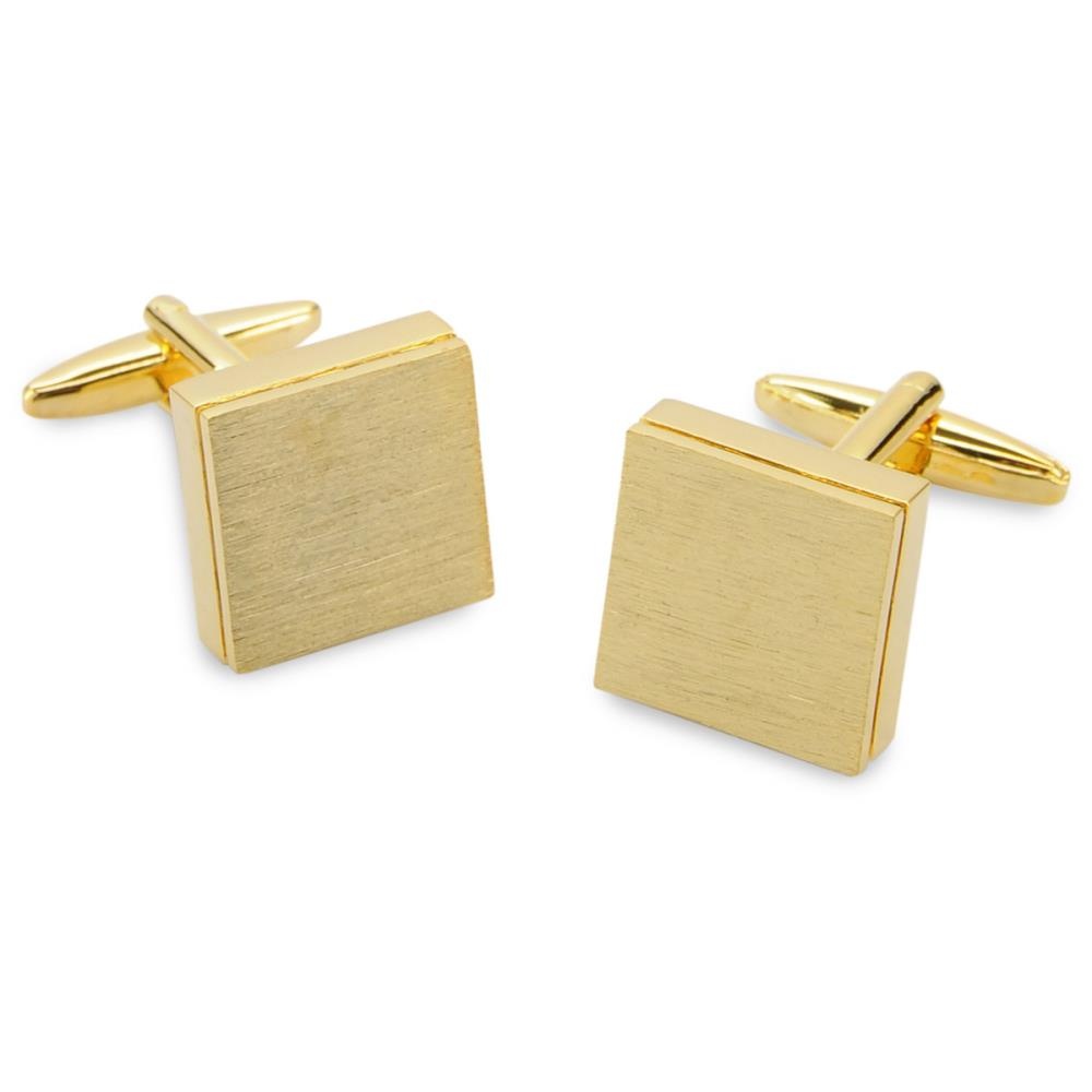Cuff links brushed brass gold - 1