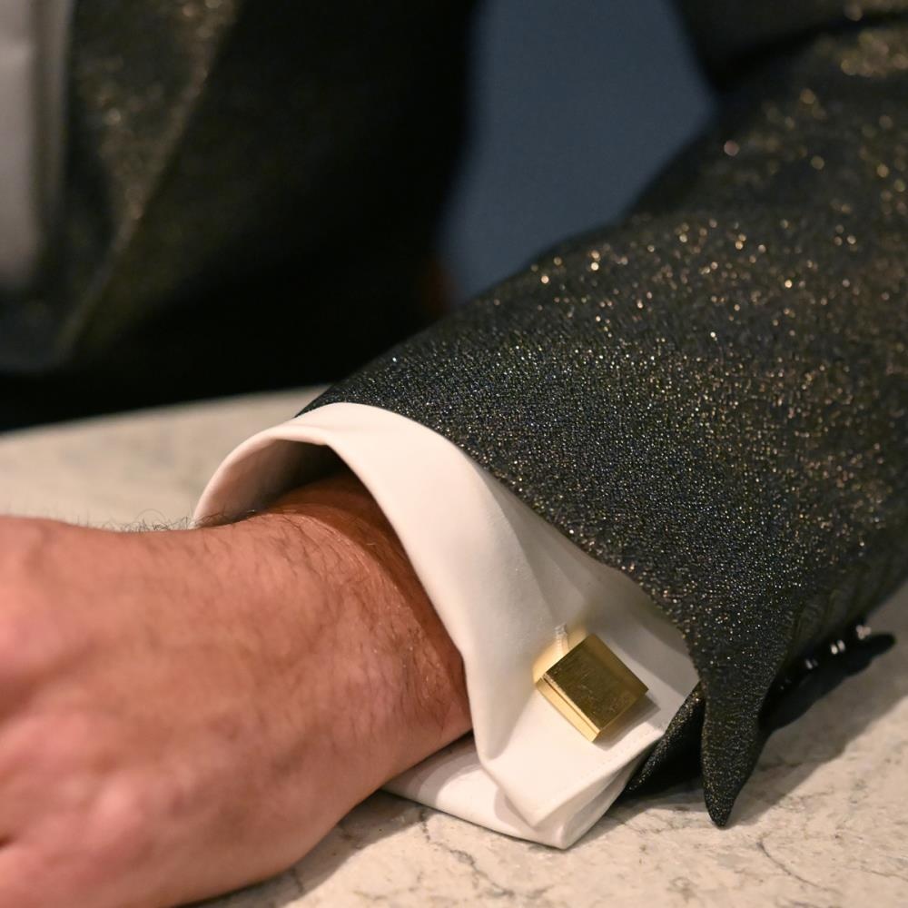Cuff links brushed brass gold - 2