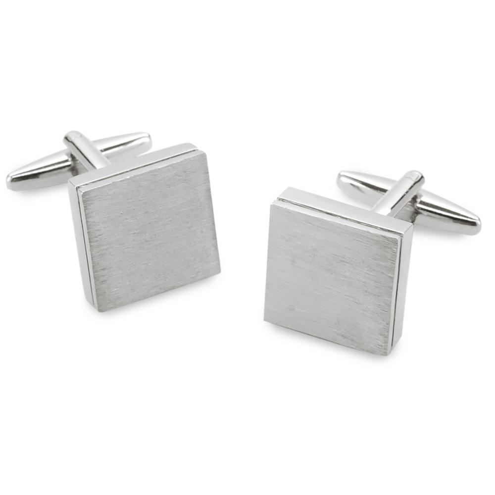 Cuff links brushed brass silver - 1