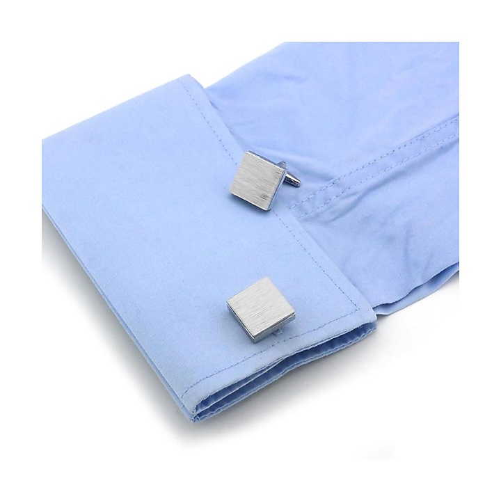 Cuff links brushed brass silver