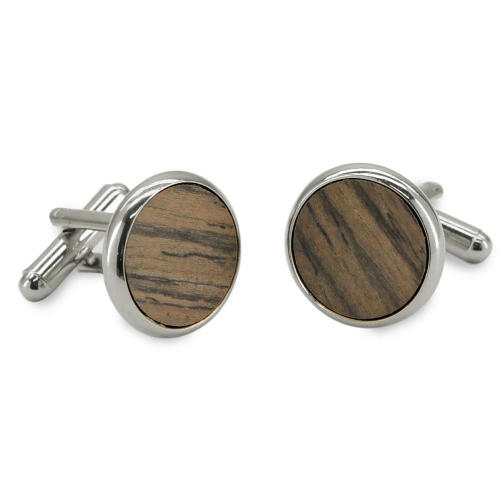 Cufflinks round dark wood - 1