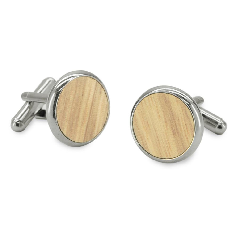 Cufflinks round light wood - 1