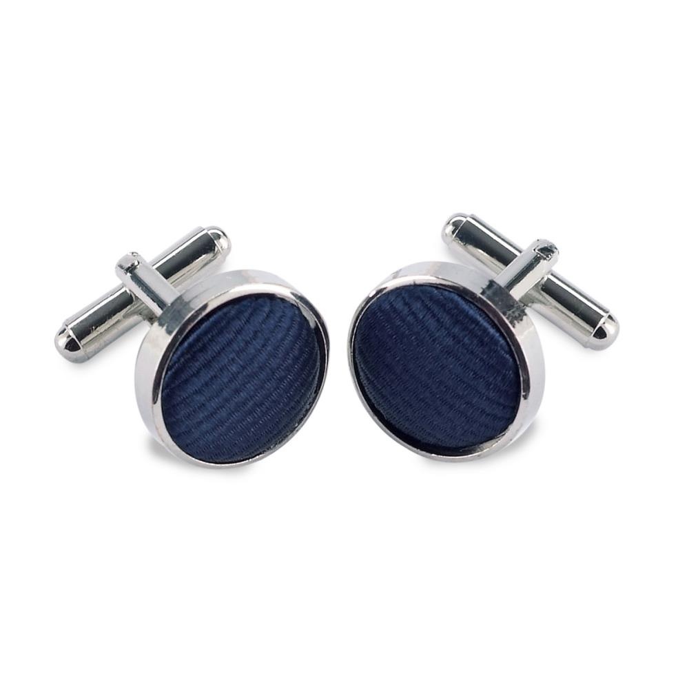 cufflinks silk navy blue repp - 1