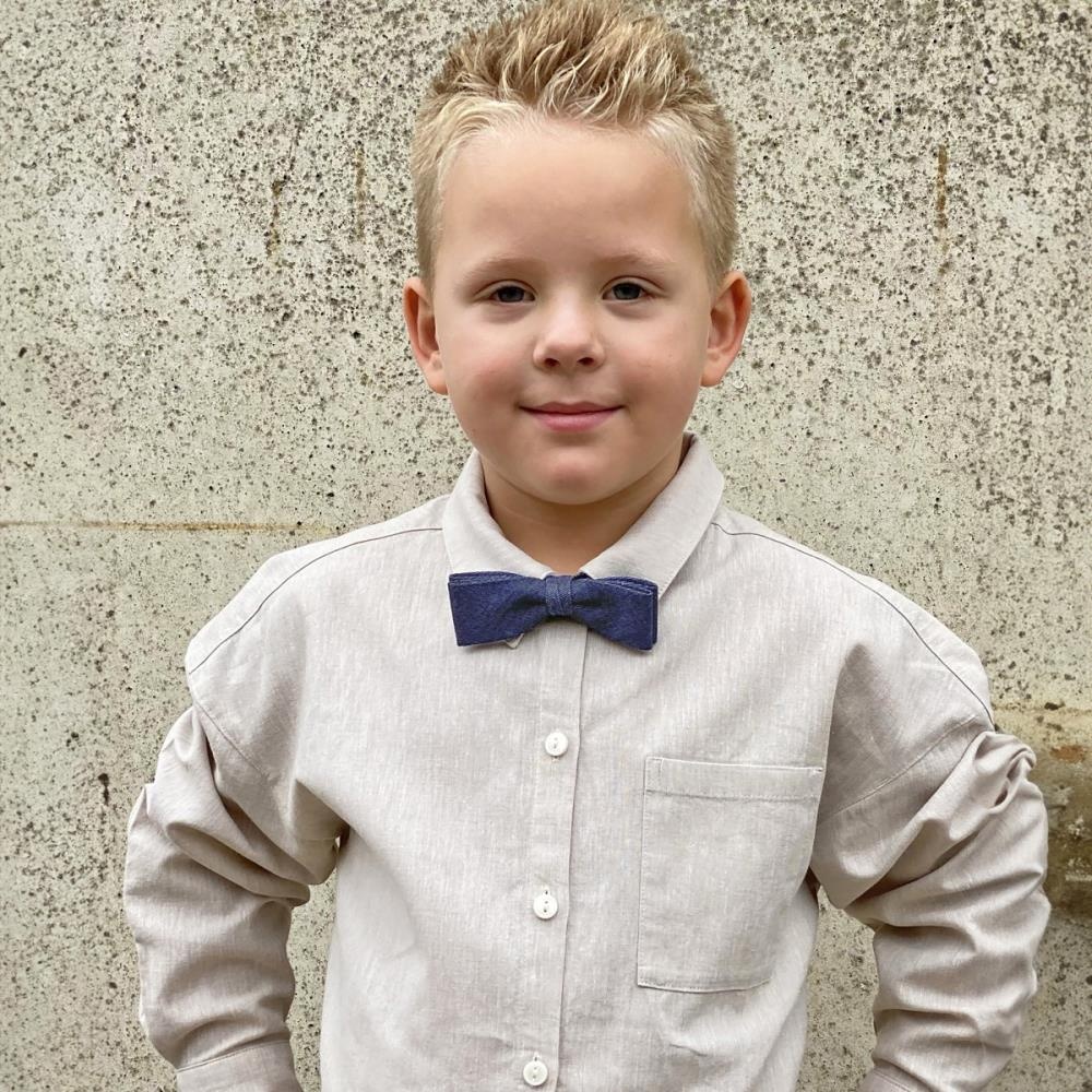 denim kids bow tie blue - 1