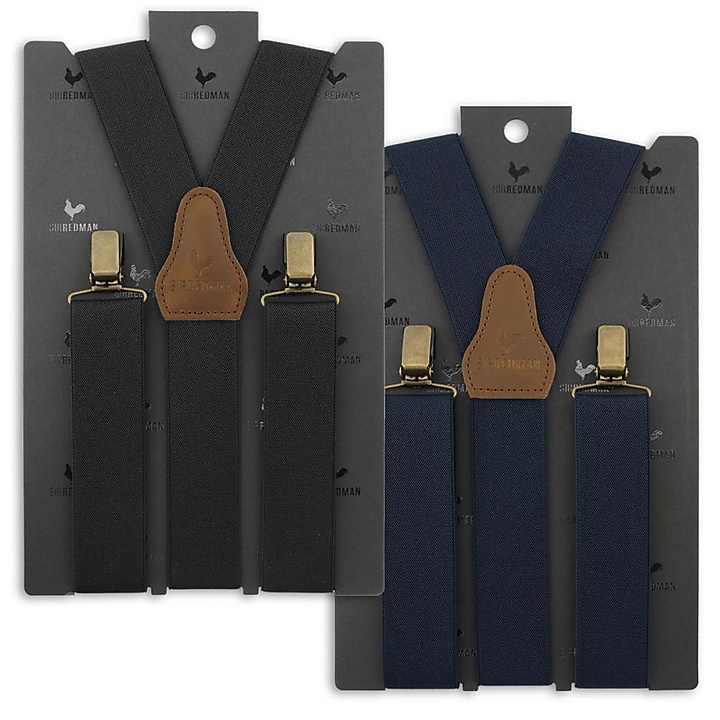 duo set of suspenders black - navy blue