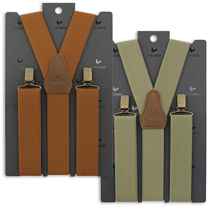 duo set of suspenders cognac-olive green