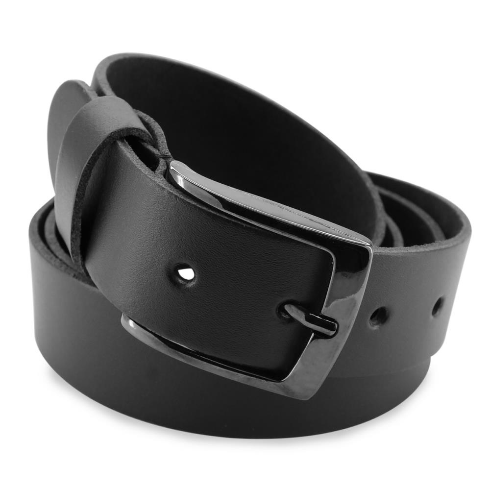genuine leather belt 3,5 cm black - 1