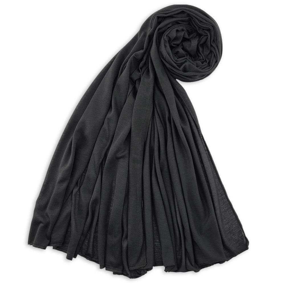 headscarf polyester jersey plain black - 2