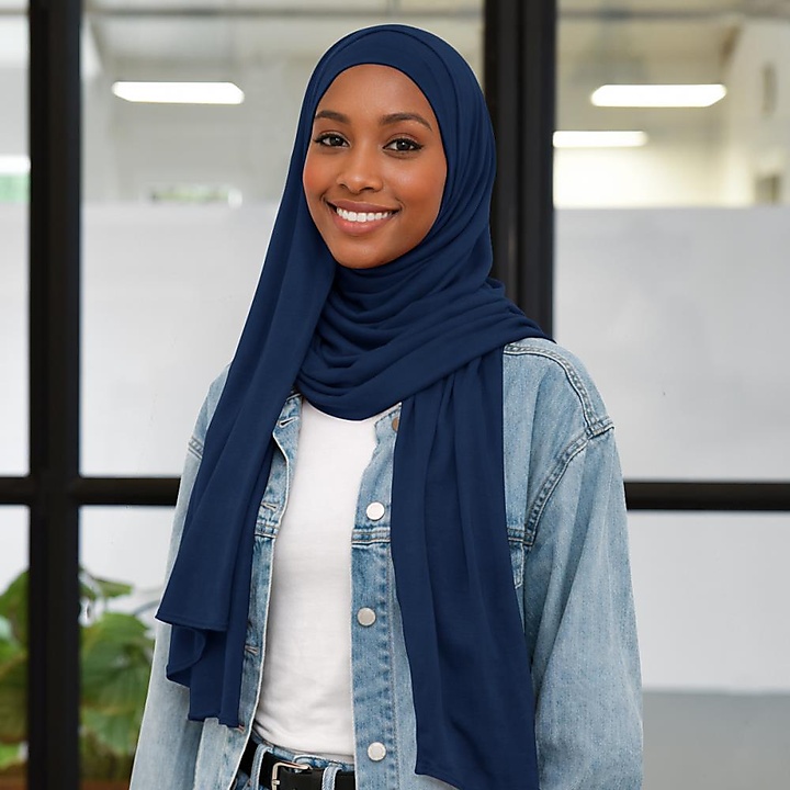 headscarf polyester jersey plain navy blue