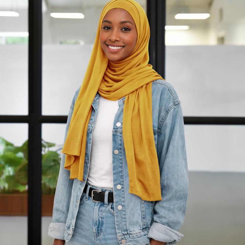 headscarf polyester jersey plain yellow - 1
