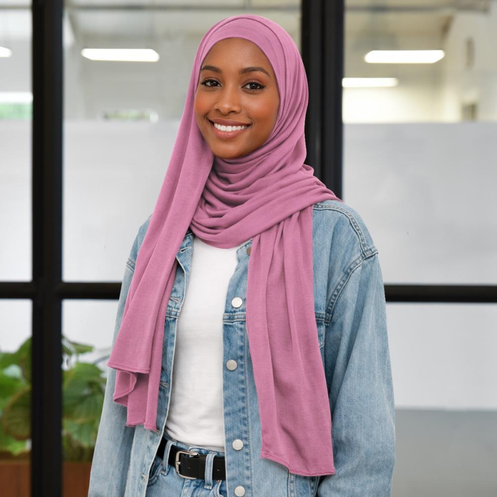 headscarf polyester jersey uni berry - 2