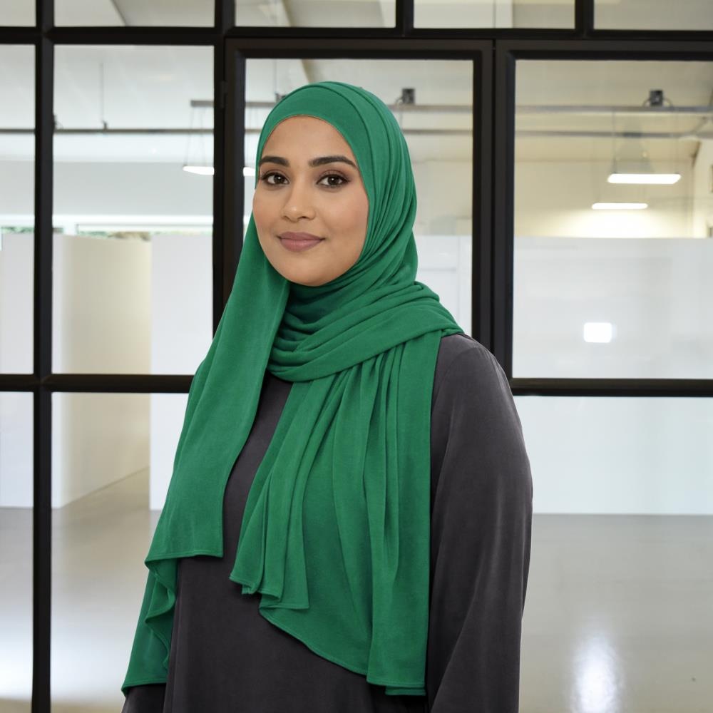 headscarf polyester jersey uni bottle green - 2