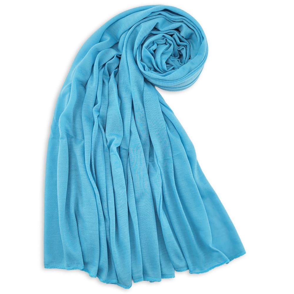 headscarf polyester jersey uni cyan - 1