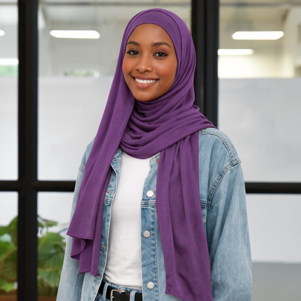 headscarf polyester jersey uni purple - 1