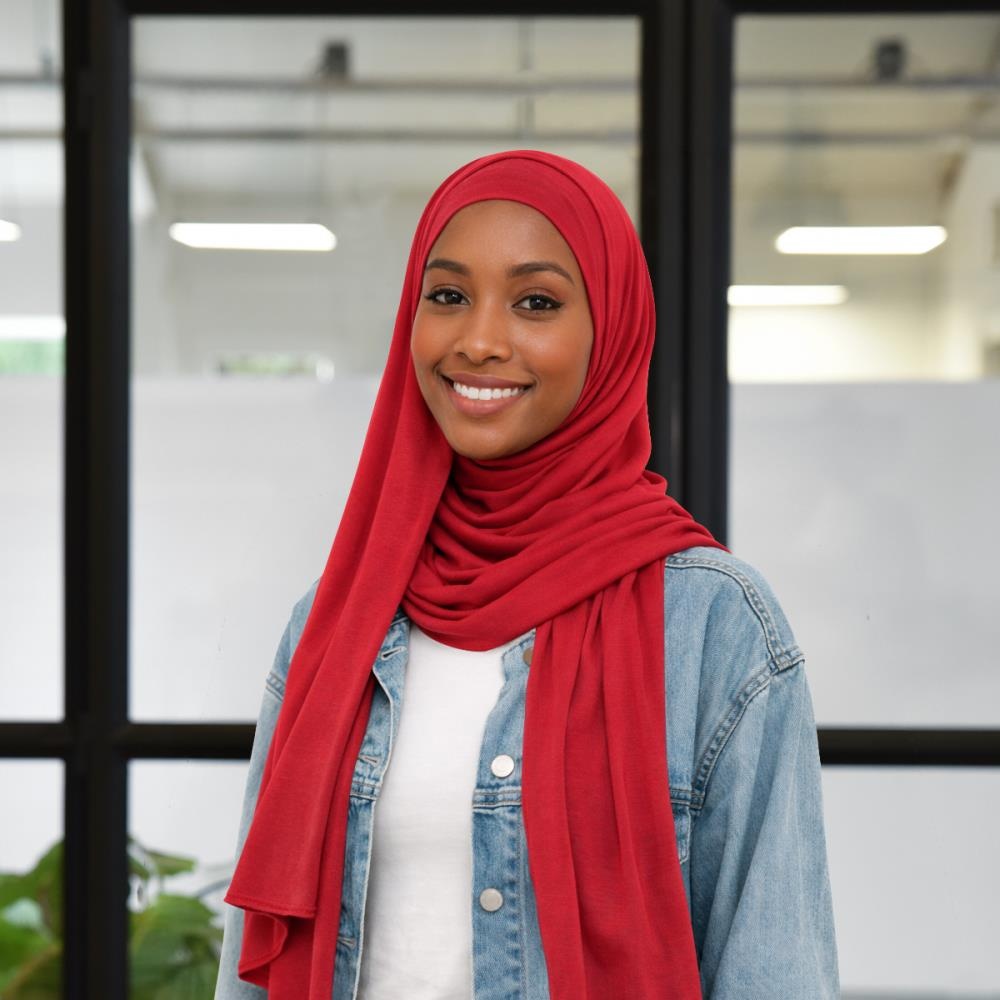 headscarf polyester jersey uni red - 2