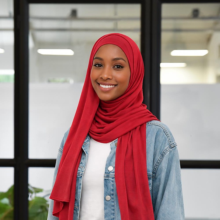 headscarf polyester jersey uni red
