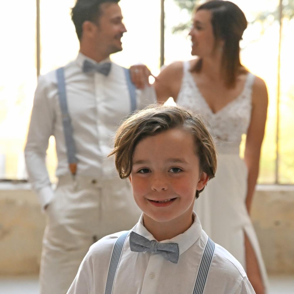 kids bow tie Charming Chambré Blue - 1