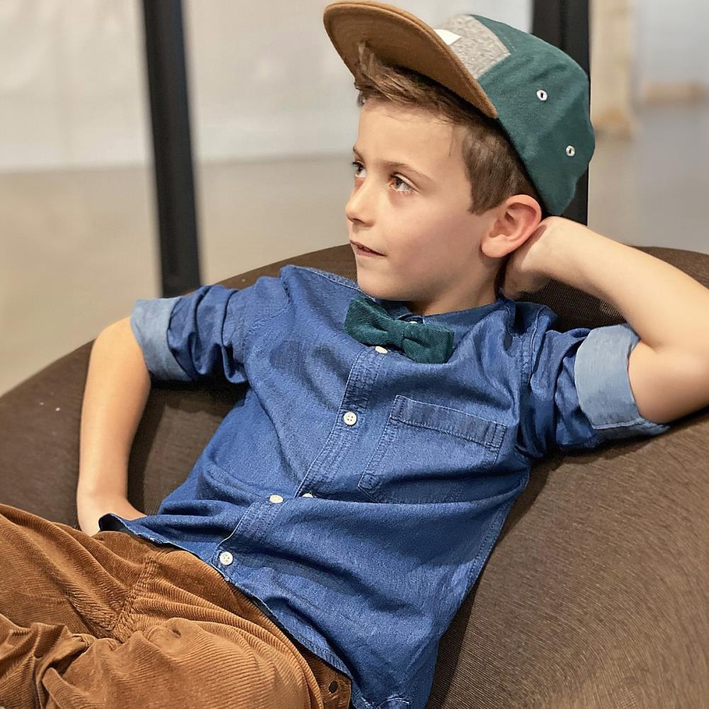 kids bow tie Corduroy emerald green - 1