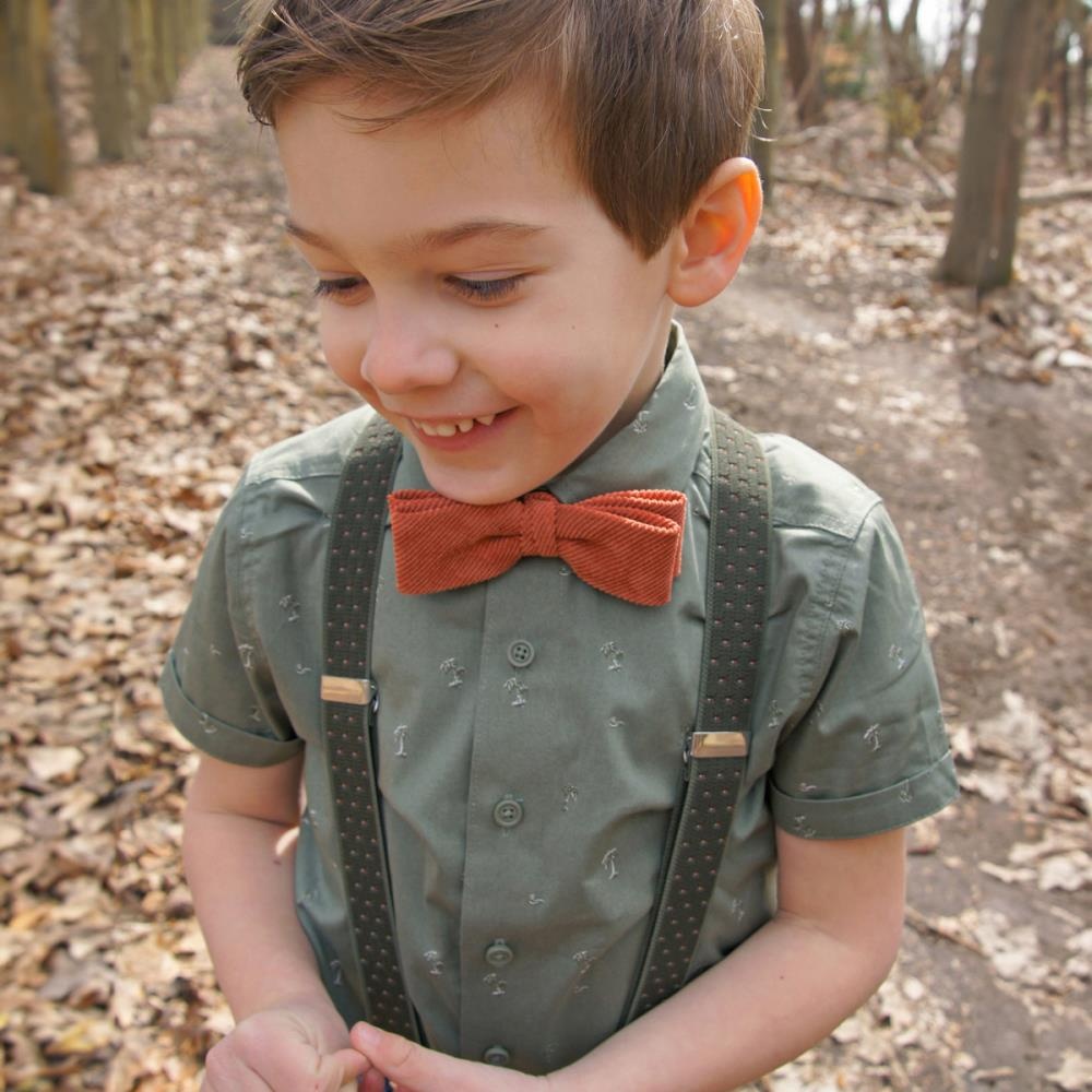 kids bow tie Corduroy terracotta - 1