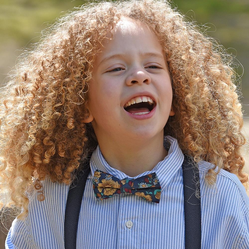 kids bow tie Vintage Flower blue - 1