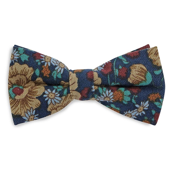 kids bow tie Vintage Flower blue
