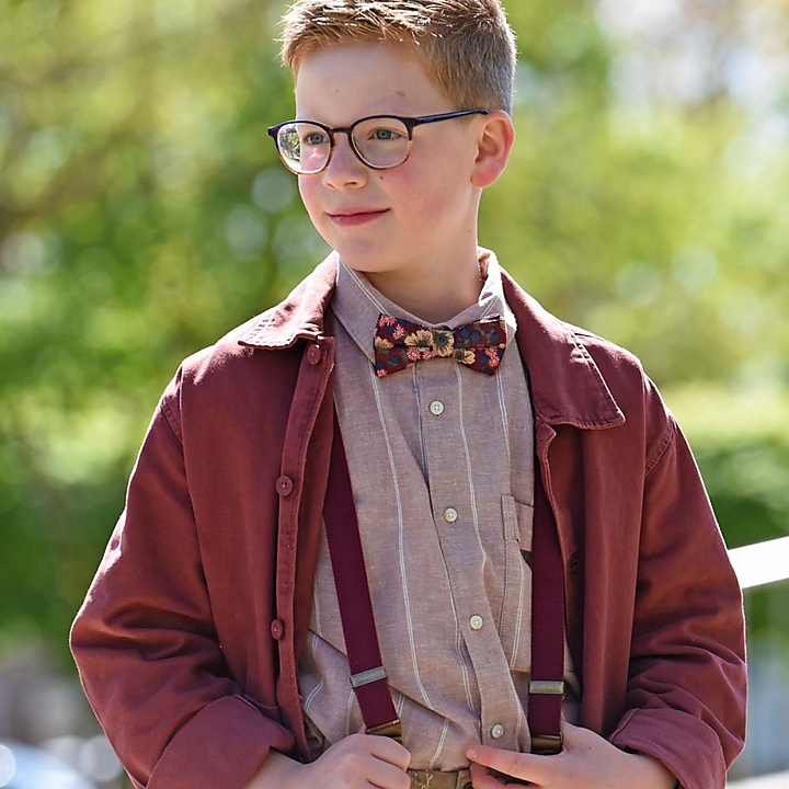 kids bow tie Vintage Flower bordeaux
