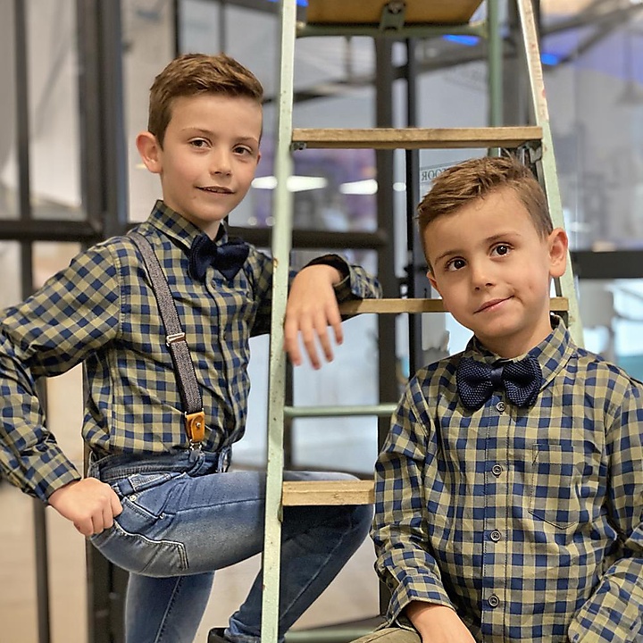 kids suspenders combi pack Herringbone pattern blue
