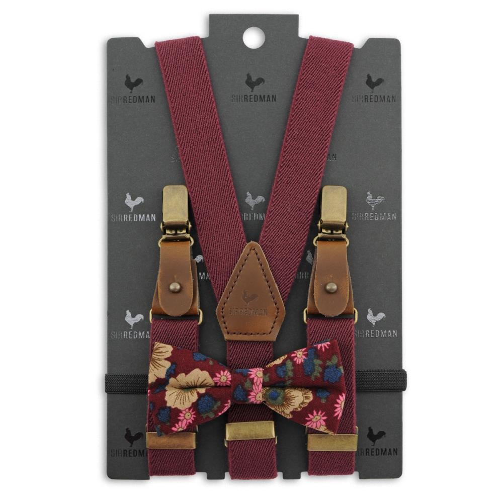kids suspenders combi pack Retro Ranonkel bordeaux - 1