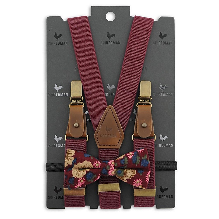 kids suspenders combi pack Retro Ranonkel bordeaux