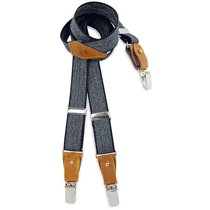 kids suspenders Herringbone pattern blue