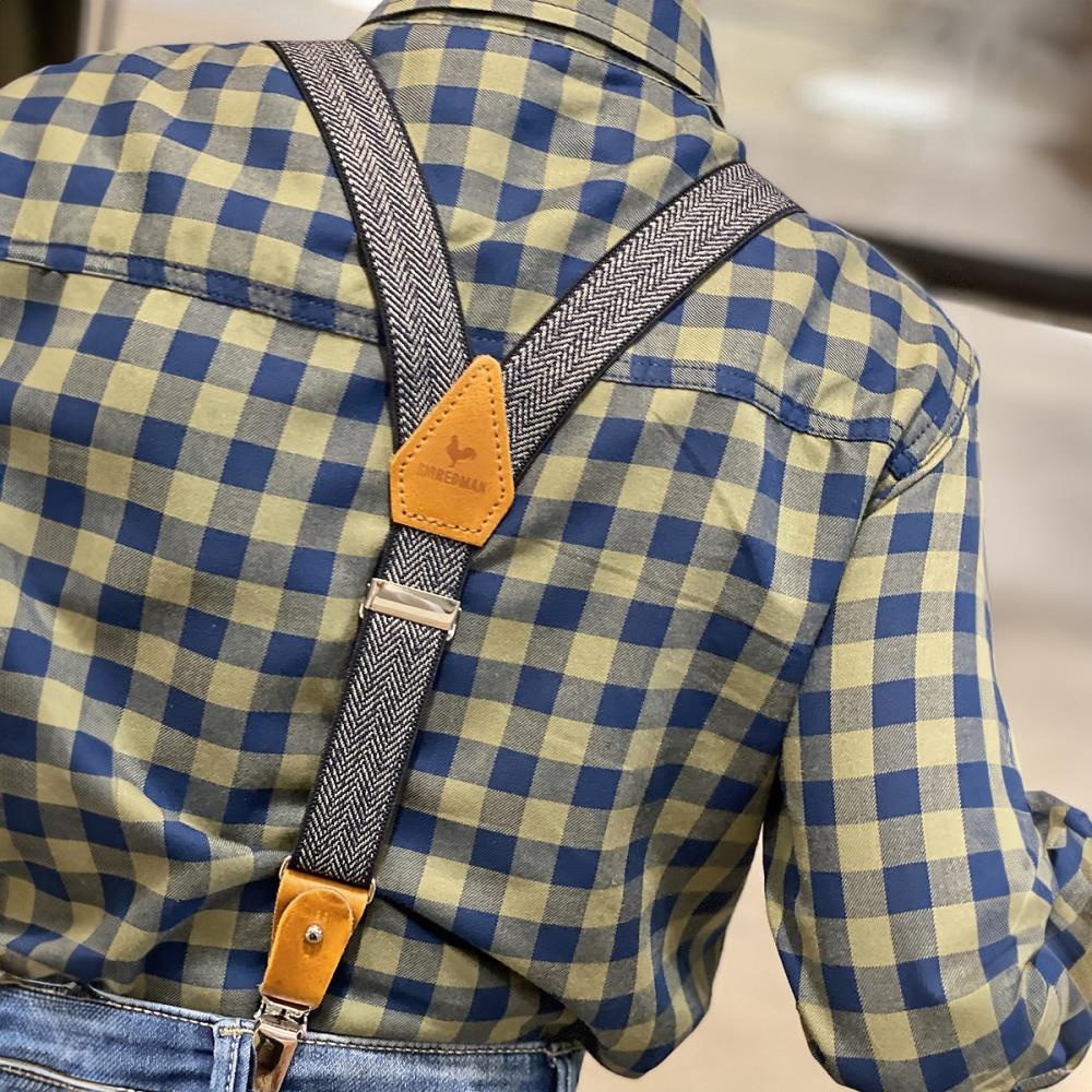 kids suspenders Herringbone pattern blue - 4