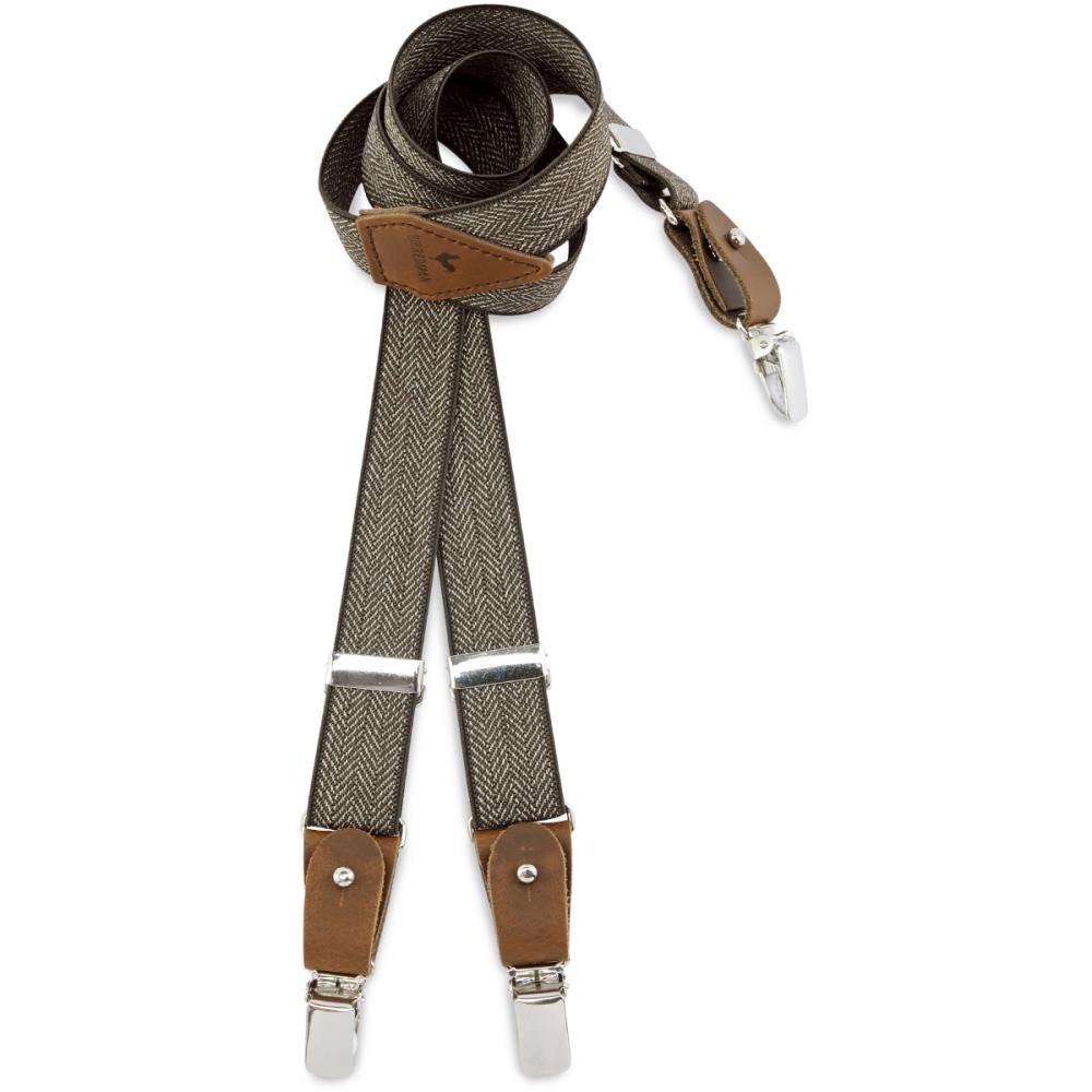 kids suspenders Herringbone pattern brown - 1