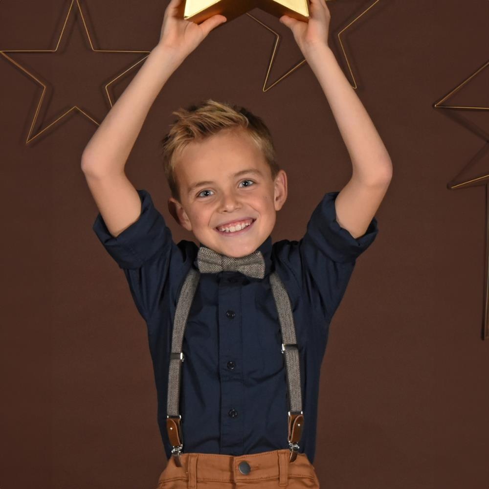 kids suspenders Herringbone pattern brown - 2
